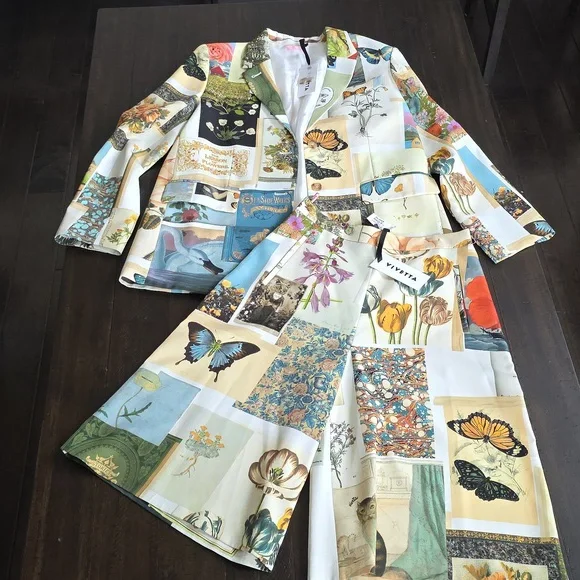 NWT Vivetta Graphic-Print Suit 2pc. Blazer Shorts - Picture 1 of 16